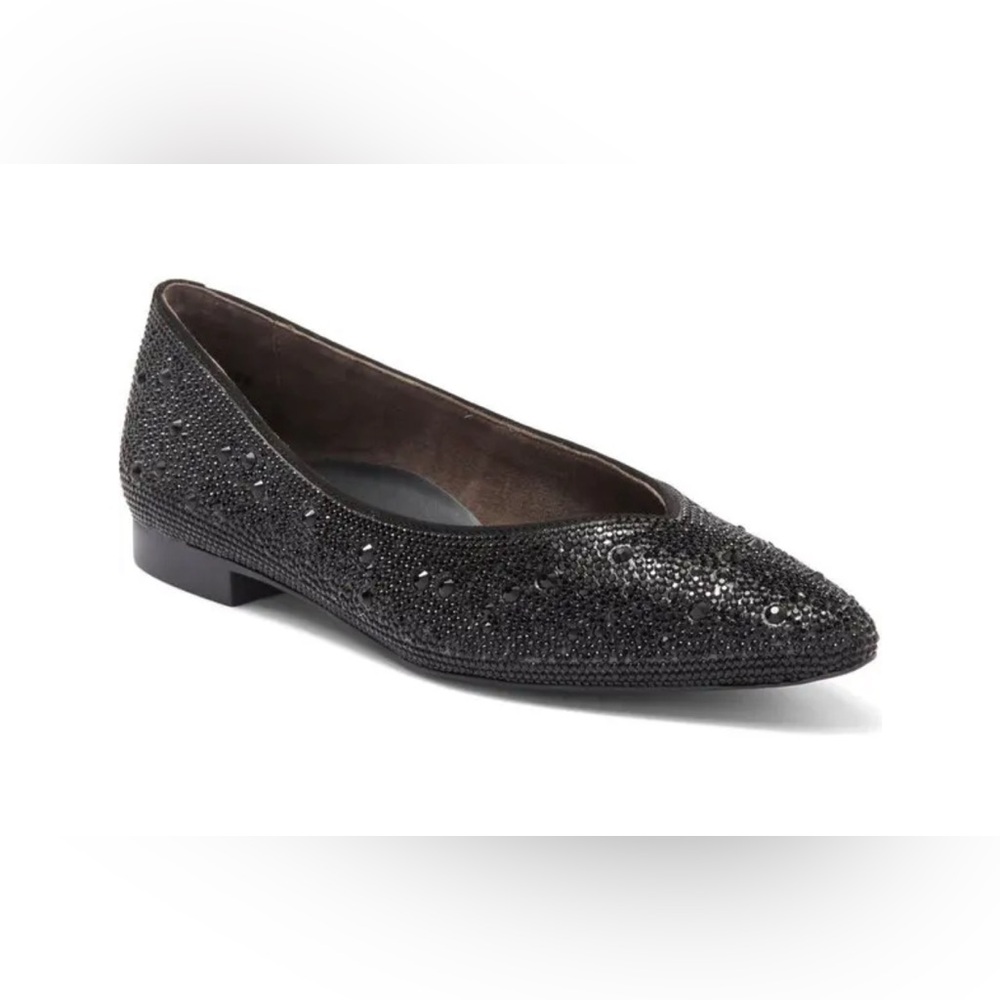 PAUL GREEN Topaz Pointed Toe Flat Cristall Black Size 8.5